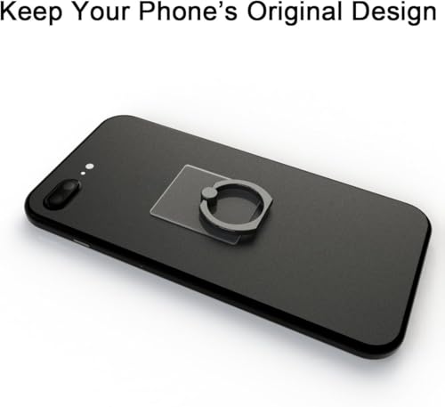 Transparent Phone Ring Holder Grip 360 Degree Free Rotation, Clear Cell Phone Finger Ring Kick-Stand for - for iPhone X 8 7 Plus 6S 6 5s 5 SE, Galaxy S9 S8 S7 S6 Edge, Note 8 5 4 2 (Black)