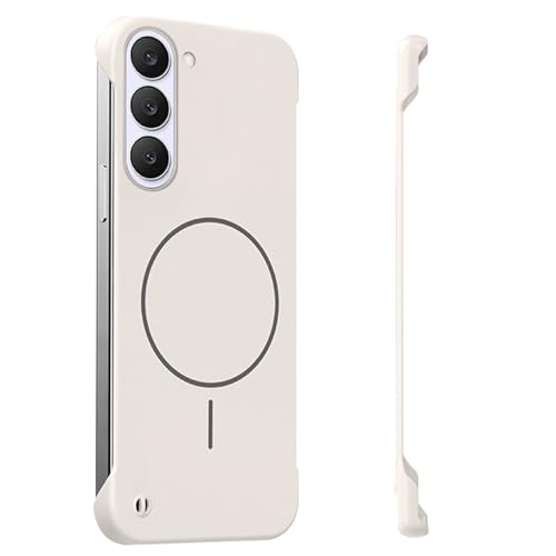 Frameless Case for Samsung Galaxy S23 Plus Case 5G, Magnetic [Borderless Original Touch], with Mag-Safe, Ultra Lightweight Thin Slim Case, Anti-Fingerprint PC Hard Shell, Comfortable feel (White) - color: White, size: S23 Plus