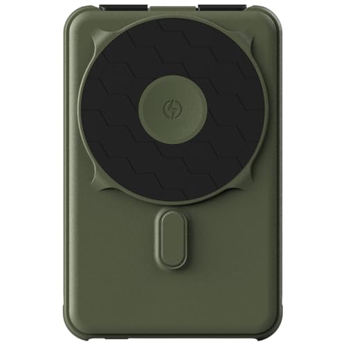 Ridge 20W Magnetic Power Bank Battery Pack 10,000mAh - Fast Charging, Compatible with MagSafe - Portable Charger Flight-Safe Travel Powerbank - Built-in Cables & Magnetic Attachment (Matte Olive) - color: Matte Olive