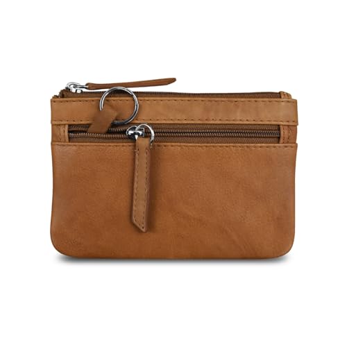 ili New York Leather Mini Compact Coin Purse - Antique Saddle - color: Antique Saddle