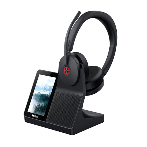 Yealink WH68 Workstation DECT Wireless Headset with 4" Touch Screen, 4 Mic Hybrid ANC, 606ft Range, All in One Workstation with Speaker, 3X USB Hub Office Headset for Desk Phone, Computer, Cellphone