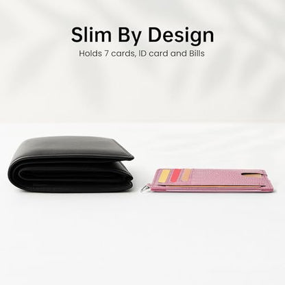 Mayski Slim Wallet, Credit Card Holder for Women, Minimalist Front Pocket RFID Blocking Card Cases, Small Wallet Women Men(Litchi Pink) - color: Litchi Pink