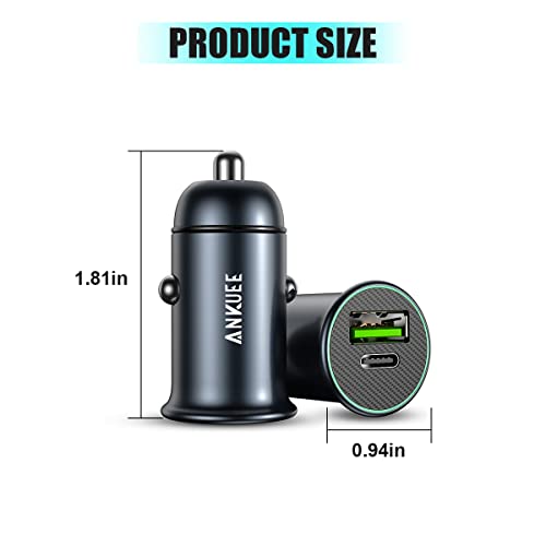 Ankuee USB-C Car Charger, PD 60W and QC3.0 30W