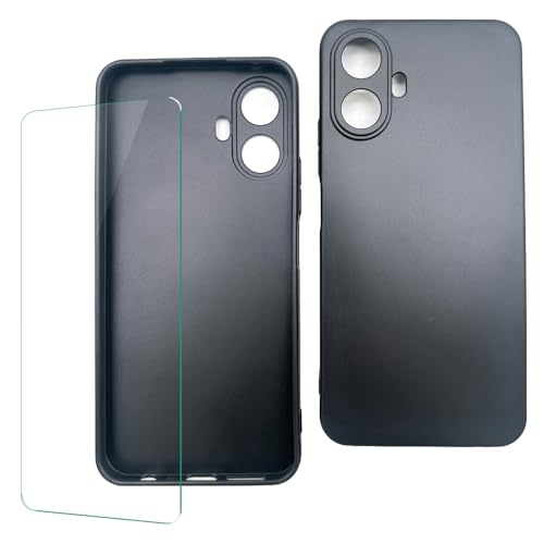 Phone Case for TCL K70 Prepaid Smartphone 6.75" - [Soft TPU] Slim Matte Black Case with [1 Pack] Tempered Glass Screen Protector | Compatible with TCL K70 5G, Alcatel (K70) T523V