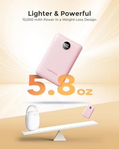Small Portable Charger 10000mAh 20W Fast Charging Mini Power Bank, Pink - color: Pink