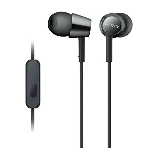 Sony MDREX155AP in-Ear Earbud Headphones with mic for Phone Call, Black - size: 1 Count