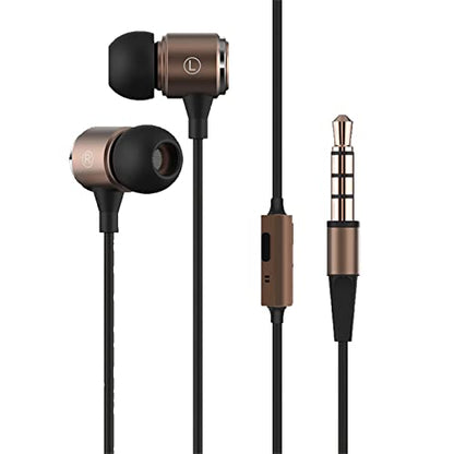 Long Cord Wired Earbuds Without Mic for TV Watching - size: 6.5FT Brown with Microphone