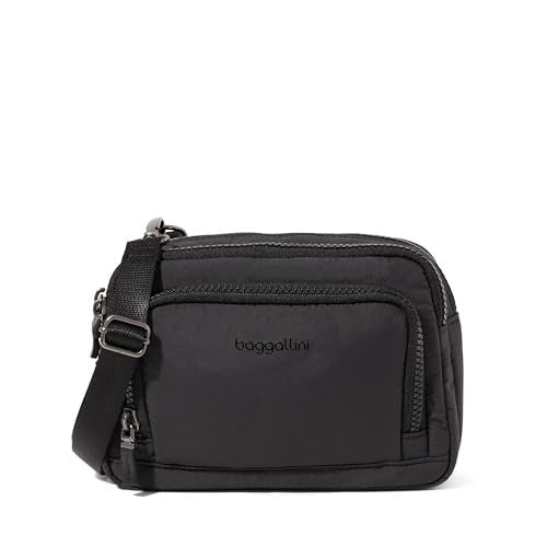 Baggallini Triple Zip with Front Wallet/Trifecta RFID Wallet Crossbody - color: Black Puff