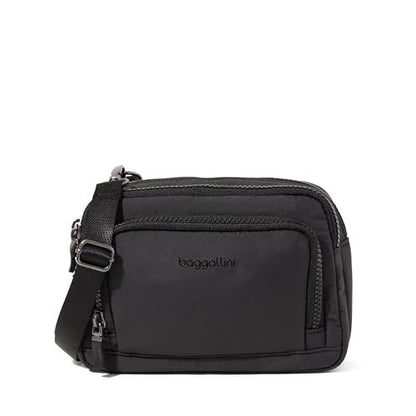 Baggallini Triple Zip with Front Wallet/Trifecta RFID Wallet Crossbody - color: Black Puff
