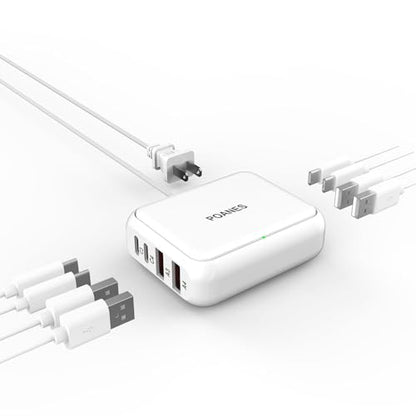 8-Port Travel USB Charger Station, Multi-Port Travel USB C Charger - color: White