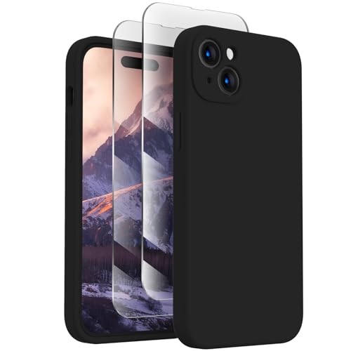 FireNova Designed for iPhone 15 Case, Silicone Upgraded [Camera Protection] Phone Case, Soft Anti-Scratch Microfiber Lining Inside, 6.1 inch, Black - color: Black, size: Iphone 15