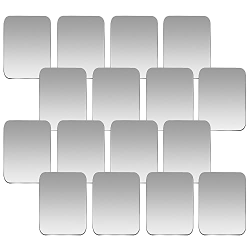 Replacement Metal Plates Set for Magnetic Car Mount, Wall, Phone Holder. 16 Large Silver Iron Discs Without Holes for Magnets. 3M Adhesive Thin Steel Cell Phone Case Back Magnet Stickers 16 Pack - color: Rectangular 16 pack
