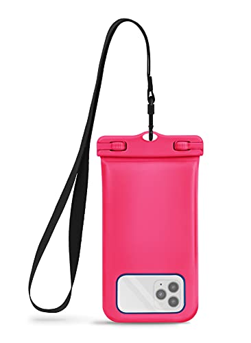 CaliCase Premium Universal Waterproof Floating Phone Pouch - IPX8 Waterproof Floating Phone Case with Lanyard for iPhone and Android - Pink Glow in the Dark