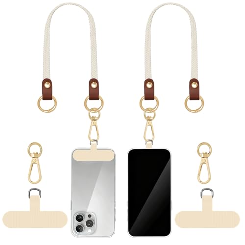 Hovmwey Stretchy Phone Lanyard Tether, 2 Pack Phone Leash Anti-theft Phone Strap for Anti-drop Outdoor Hiking Cycling Climbing Universal for Most Cell Phones, Starlight - color: Starlight