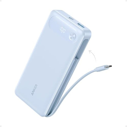 Anker Power Bank, 20,000mAh Travel Essential, Built-in USB-C Cable - color: Violet
