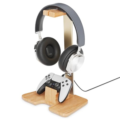 Controller and Headphone Stand for Desk Gaming Desk Accessories Controller and Headphone Holder Headset Holder Headset Stand - color: Gold