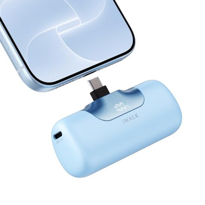 iWALK Portable Charger 5500mAh Next-Gen Small Power Bank 22.5W Fast Charging Battery USB-C Portable Phone Charger for iPhone 18/17/16/15 17 Plus 17 Pro Max iPad, Samsung Galaxy S25 Android,Baby Blue - color: Baby Blue