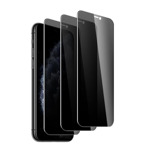 3 Pack Privacy Screen Protector for iPhone 11 Pro/iPhone Xs/iPhone X, 9H Hardness Double Shatterproof Anti-Spy Tempered Glass Film, Easy Installation - size: iPhone 11 Pro/iPhone Xs/iPhone X