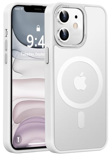 Newfuture Magnetic for iPhone 11 Case Matte Shockproof, Frosted White | Military Drop Protection, Slim Matte Anti-Fingerprint, Compatible with Magsafe, Camera Guard, Translucent Protective Cover - color: Frosted White, size: iPhone 11 6.1inch