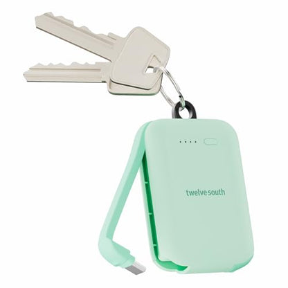 Twelve South PowerClip Mini Charger with Built-in USB-C Cable, 2000mAh - color: Mint