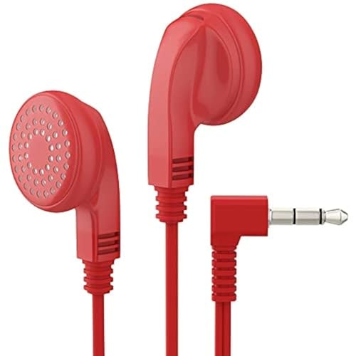 Maeline Bulk Earphones with 3.5 mm Headphone Plug - 100 Pack - Red - color: Red, size: 100 Pack