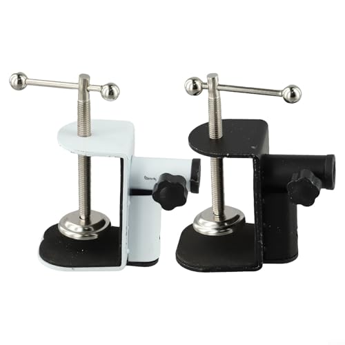 Metal Base C-Shape Table Mount Clamp with Cantilever Bracket and 360° Rotation for Desktop or Bedside Use, Black(white)