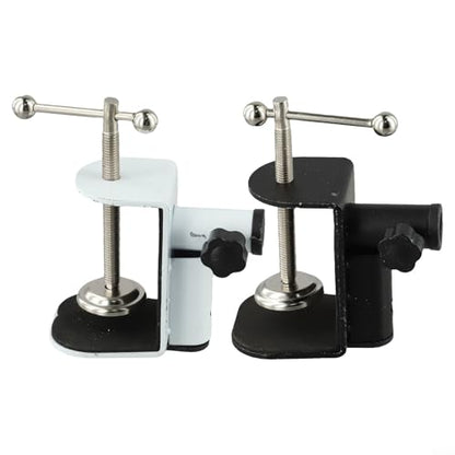 Metal Base C-Shape Table Mount Clamp with Cantilever Bracket and 360° Rotation for Desktop or Bedside Use, Black(white)