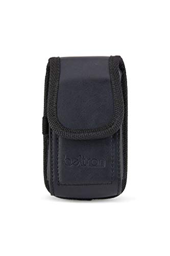 BELTRON Vertical Leather Case for CAT S22 Flip Phone/Sonim XP3 Plus/XP3 Plus 5G X320, Features: Heavy Duty Belt Loop, Metal Belt Clip & Dual Magnet Closure - color: Black Leather