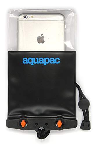 Aquapac Waterproof Phone Case, Medium, Black | iPhone and Android, Made in The UK, Hiking, Mountain Biking, Running Accessory, Floating, IPX8 certified to 30 ft deep. - color: Black, size: Medium