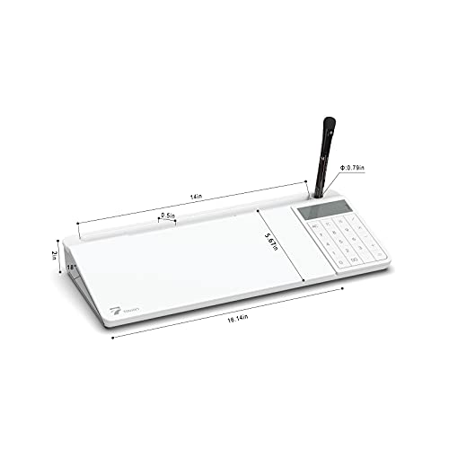 TOWON Glass Desk Whiteboard with Calculator 18x6 in, Desk Organizer, White - color: Cal White