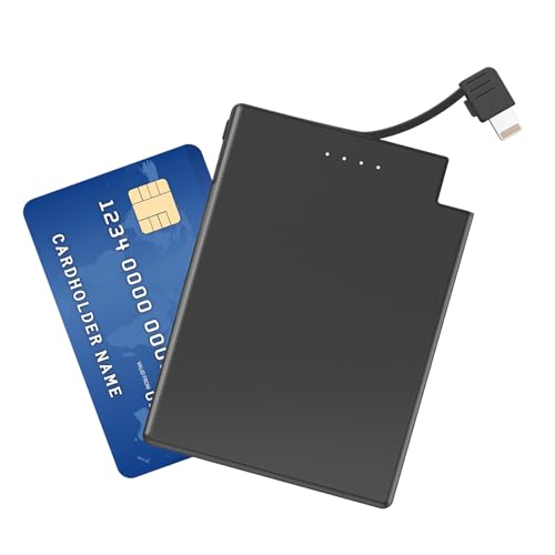 TNTOR Thin Portable Phone Charger with Built in Lightning Cable-3500mAhUltra Slim Travel Power Bank for Pocket Wallet Compatible with iPhone 14/13/12/11/X/8 Series (Not for iPhone 15 16 Series)