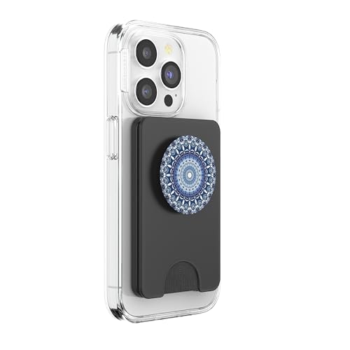 Cell Phone Pop Out Button Holder Mandala Floral Sky Blue PopSockets PopGrip: Swappable Grip for Phones & Tablets PopSockets PopWallet for MagSafe - style: Magnetic PopWallet