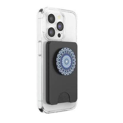 Cell Phone Pop Out Button Holder Mandala Floral Sky Blue PopSockets PopGrip: Swappable Grip for Phones & Tablets PopSockets PopWallet for MagSafe - style: Magnetic PopWallet