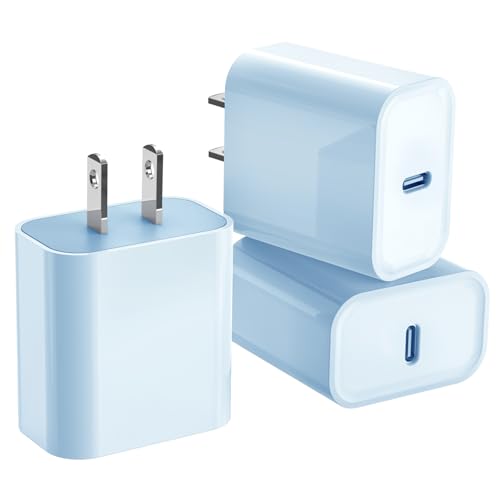 3Pack iPhone 17/16/15 Charge Block,USB C Charger, Blue Charger Adapter Plug - color: Blue