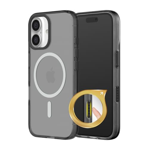 RhinoShield Clear MagSafe Compatible Case for iPhone 16 Plus | Strong Magnetic, Anti-Yellowing, Transparent, High Clarity, Shockproof, Military Grade Drop Protection - color: Ash Black, size: iPhone 16 Plus - Camera Control Button