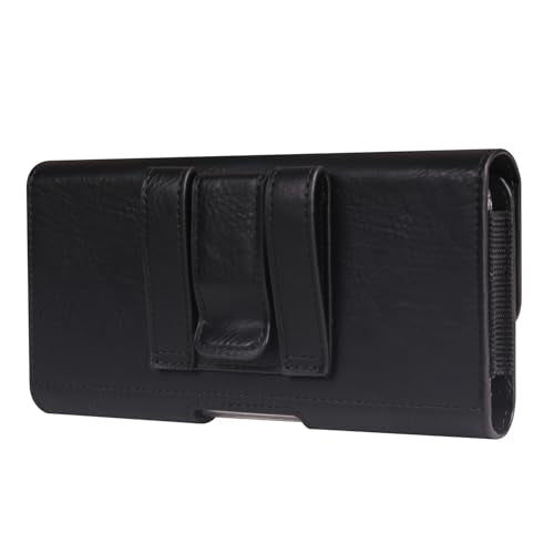Premium PU Leather Pouch Belt Loop Cellphone Holster for iPhone 17 Pro Max,16 Plus 15 14 Pro Max Samsung Galaxy S26+ S25+ S25 FE A27 A37 A36 A35 Google Pixel 8 Pro 7 6 Pro (Black, Large) - color: Black, size: Large
