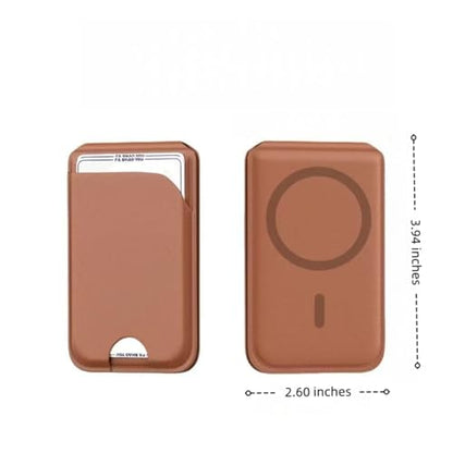 Magnetic Wallet for Mag-Safe with Adjustable Stand, 5 Card Holder, RFID Blocking,Upgraded Leather Card Holder Wallets Compatible with iPhone 17 16 15 14 13 12 Series - color: brown folding support