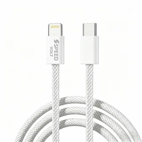 USB C to Lightning Cable for iPhone 3.3FT, 27W Fast Charging Cord, Braided Nylon Charger Cable with Bend-Resistant Ends, White - size: 3.3 FT
