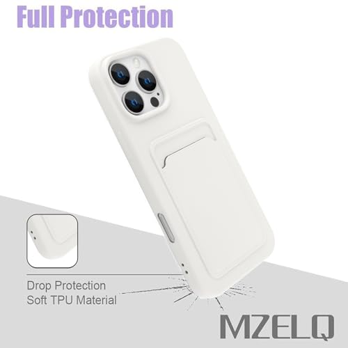 MZELQ Compatible with iPhone 16 Pro Max Case Card Holder -White | Wallet Cover,Camera Protection + Screen Protector Soft Card Slot Phone Case - color: White, size: iPhone 16 Pro Max