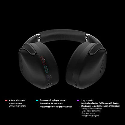 ASUS ROG Strix Go BT Gaming Headset (AI Noise-canceling Microphone, Hi-Res Audio, Active Noise Cancellation, Bluetooth, 3.5mm, Compatible with Laptop, PS5, Nintendo Switch and Smart Devices)