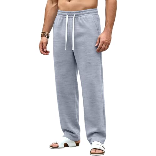 Baggy Sweat Pants for Mens Drawstring Lightweight Sweatpants with Pockets - color: Z003- Light Gray, size: Small
