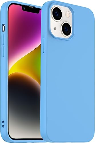 Compatible with iPhone 14 Plus Case 6.7", Slim Silicone 3 Layers Full Covered Soft Gel Rubber Cover Protective Phone Case with Anti-Scratch Microfiber Lining (Azure) - color: Azure, size: iPhone 14 Plus