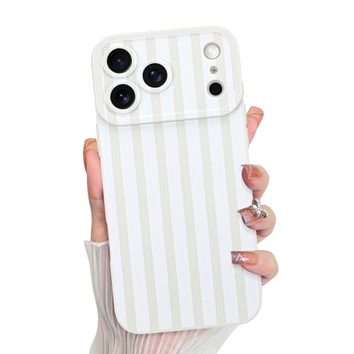 KANGHAR Compatible with iPhone 17 Pro Max Case 2025 Stripes -White | Silicone Cute Pattern, Camera Protection Soft Slim Phone Cover for Girls Women - color: Stripes-White, size: iPhone 17 Pro Max