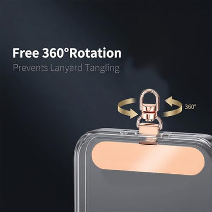 QfwdfcTrenz 4 Pack 360° Rotating Stainless Steel Phone Tether Tab, Cellphone Charm Wrist Strap Hook Holder, Stainless Steel Phone Clip for Straps, No-Adhesive Case Insert, 4 Colors