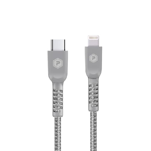 USB-C to Lightning Cable, 6ft Braided Nylon Metallic iPhone Charger Cord, (MFi Certified) Sync Cable Compatible with iPhone Lightning Port Devices | Silver - size: 6 FT