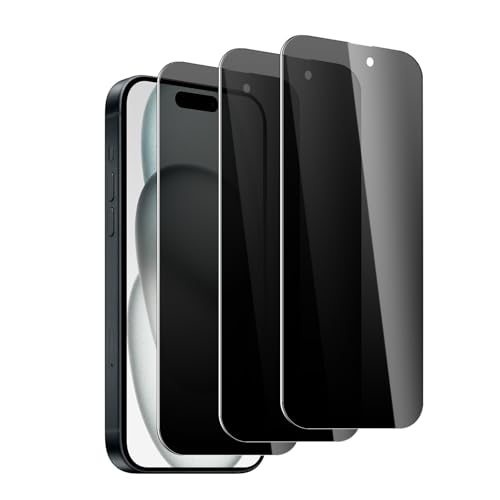 3 Pack Privacy Screen Protector for iPhone 15 Plus/16 Plus/15 Pro Max, 9H Hardness Double Shatterproof Anti-Spy Tempered Glass Film, Easy Installation - size: iPhone 15 Plus/16 Plus/15 Pro Max