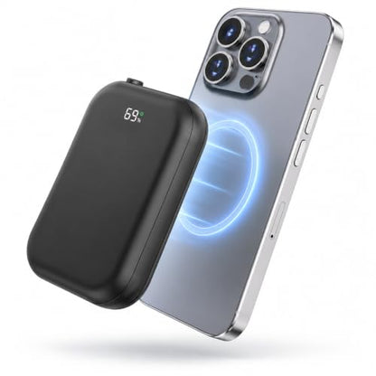 Magnetic Power Bank, Compact 10,000mAh Magnetic Wireless Portable Charger with 20W Max Fast Charging,for iPhone 16/15/14/13/12Series,AirPods,and More-Black