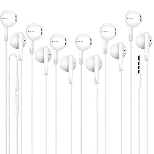 Cianyyee 6 Pack in Ear Earbuds Wired Headphones with Microphone - color: White