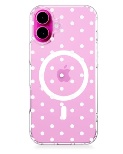 Feams for iPhone 16 Case [Compatible with Magsafe] Slim Shockproof Protective Clear Phone Cover for iPhone 16 6.1" Women Girls, White Polka Dot - color: White Polka Dot, size: for iPhone 16 (6.1 Inch)
