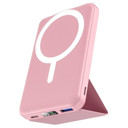 podoru for MagSafe Power Bank 10000 mAh, Foldable Magnetic Portable Charger - color: Pink
